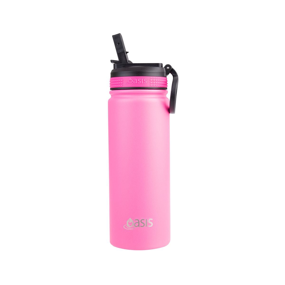 Buy Oasis insulated neon pink sports bottle with sippy straw lid 550ml