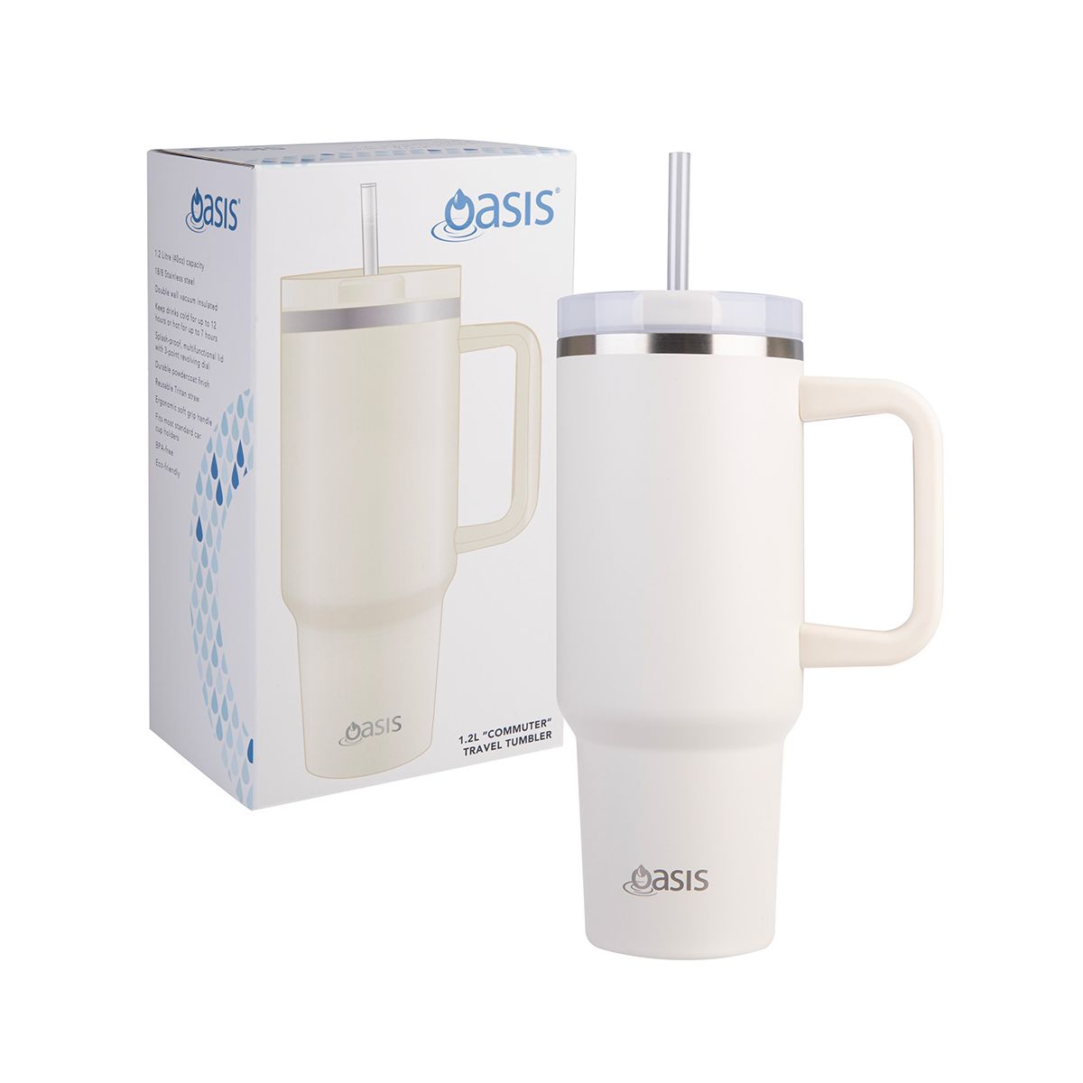 Oasis Insulated Tumbler with Straw Alabaster 1.2L