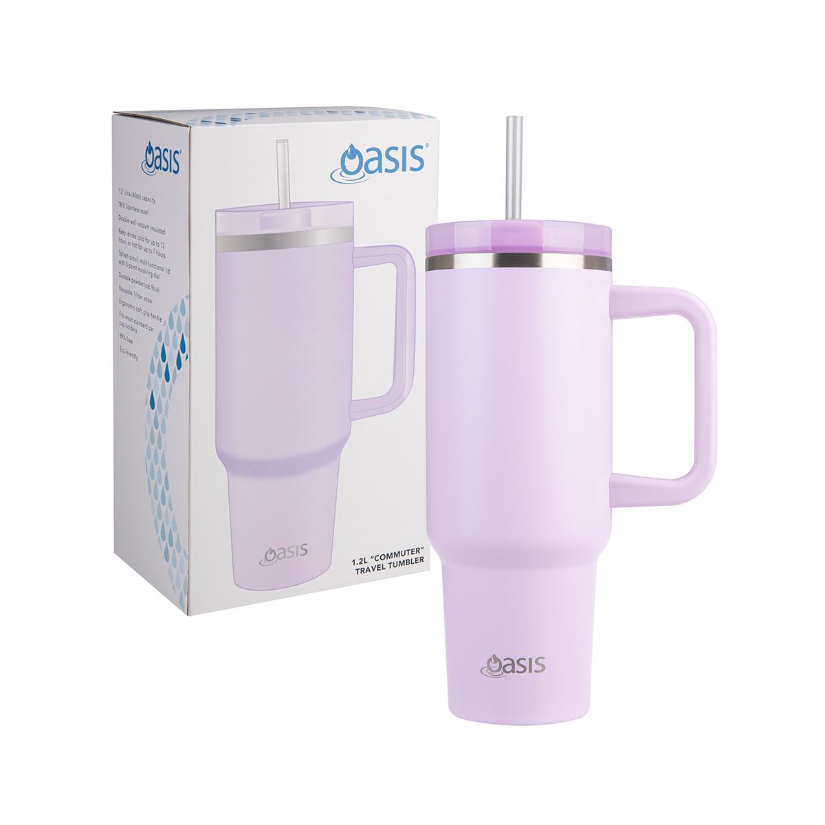 Oasis Insulated Tumbler with Straw Orchid 1.2L
