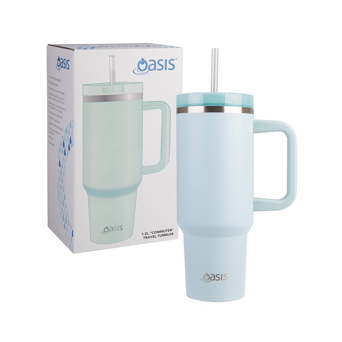 Oasis Insulated Tumbler with Straw Sea Mist 1.2L