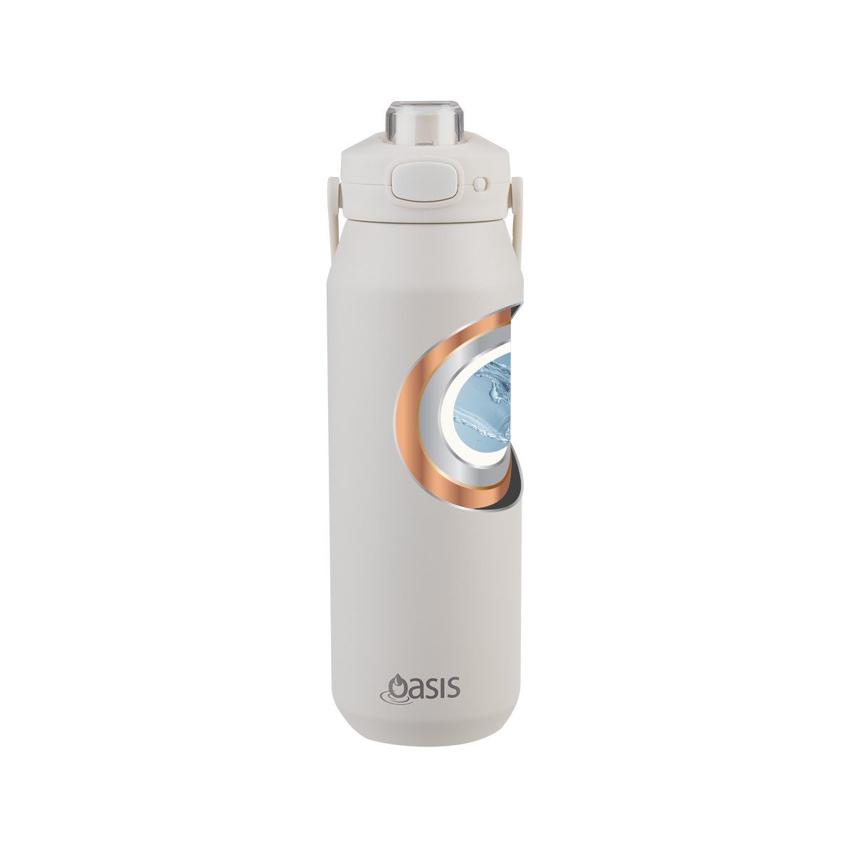 OASIS CERAMIC LINED STAINLESS STEEL TRIPLE WALL INSULATED 'CAPRI' DRINK BOTTLE W/ QUICK RELEASE LID 1L ALABASTER