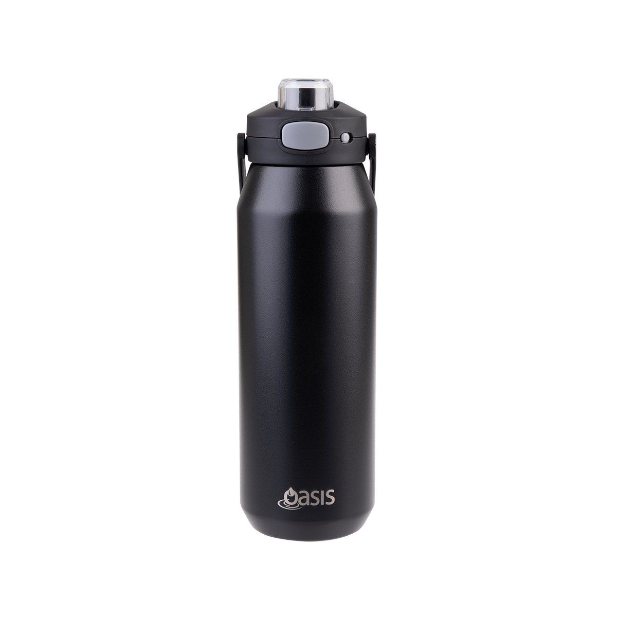 OASIS CERAMIC LINED STAINLESS STEEL TRIPLE WALL INSULATED 'CAPRI' DRINK BOTTLE W/ QUICK RELEASE LID 1L BLACK