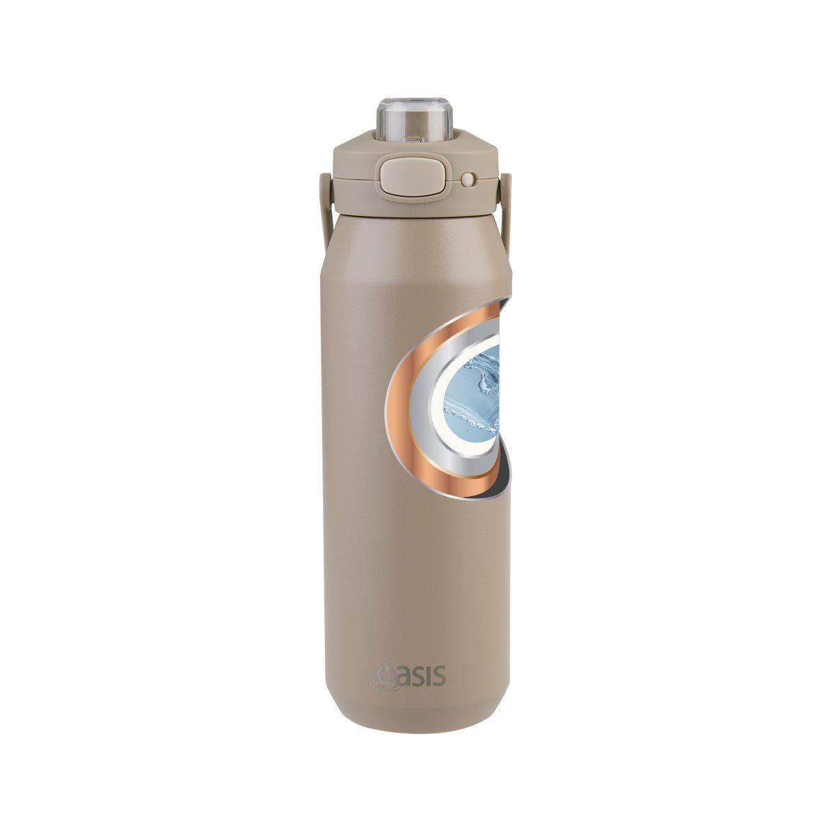 OASIS CERAMIC LINED STAINLESS STEEL TRIPLE WALL INSULATED 'CAPRI' DRINK BOTTLE W/ QUICK RELEASE LID 1L LATTE