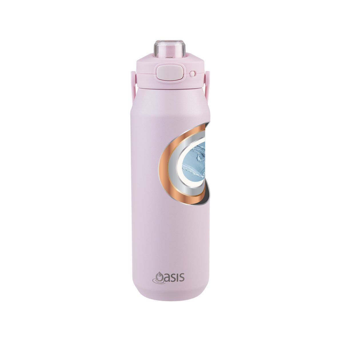 OASIS CERAMIC LINED STAINLESS STEEL TRIPLE WALL INSULATED 'CAPRI' DRINK BOTTLE W/ QUICK RELEASE LID 1L PINK LEMONADE
