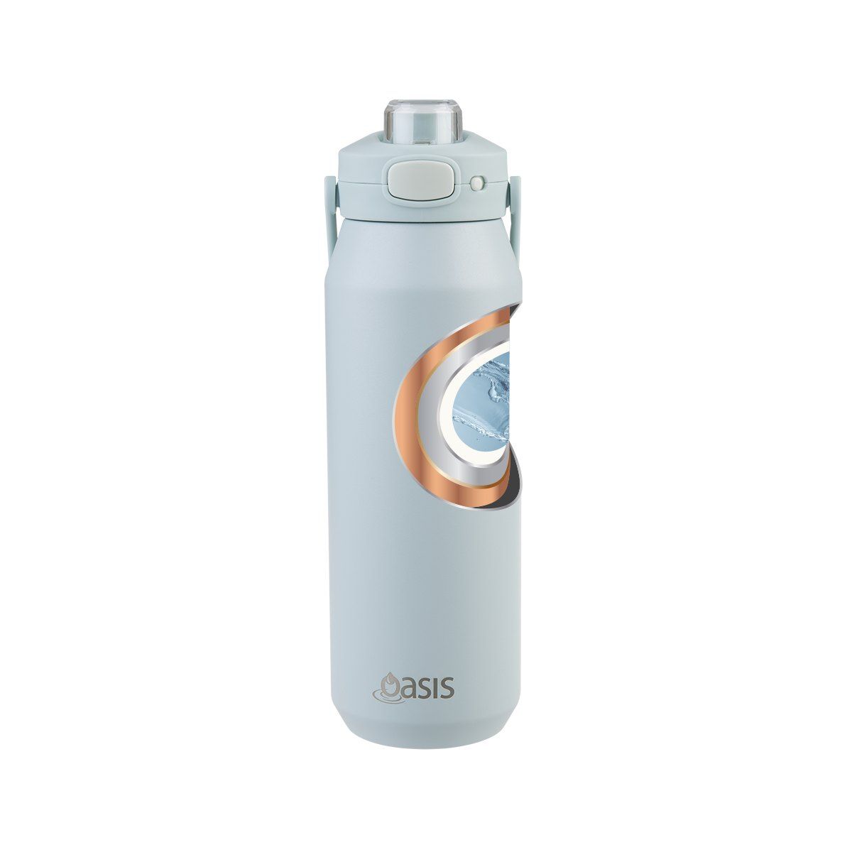 OASIS CERAMIC LINED STAINLESS STEEL TRIPLE WALL INSULATED 'CAPRI' DRINK BOTTLE W/ QUICK RELEASE LID 1L SEA MIST