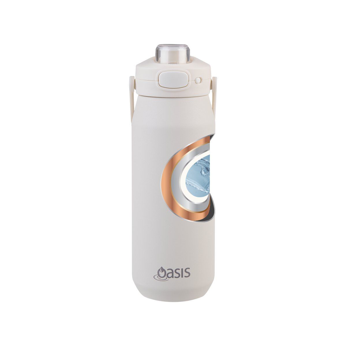 OASIS CERAMIC LINED STAINLESS STEEL TRIPLE WALL INSULATED 'CAPRI' DRINK BOTTLE W/ QUICK RELEASE LID 750ML ALABASTER