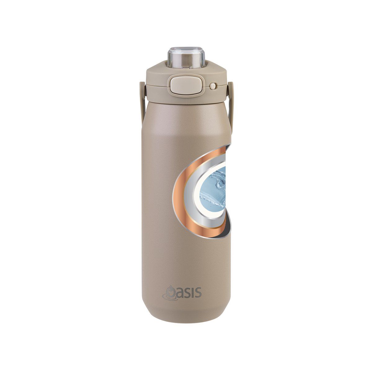 OASIS CERAMIC LINED STAINLESS STEEL TRIPLE WALL INSULATED 'CAPRI' DRINK BOTTLE W/ QUICK RELEASE LID 750ML LATTE