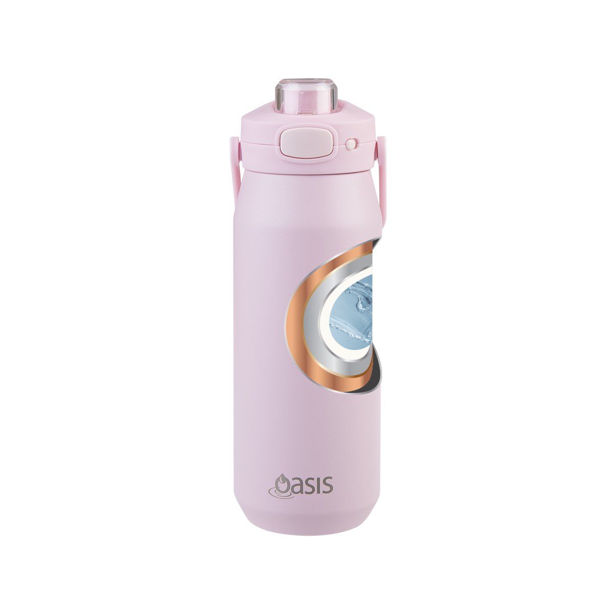 OASIS CERAMIC LINED STAINLESS STEEL TRIPLE WALL INSULATED 'CAPRI' DRINK BOTTLE W/ QUICK RELEASE LID 750ML PINK LEMONADE