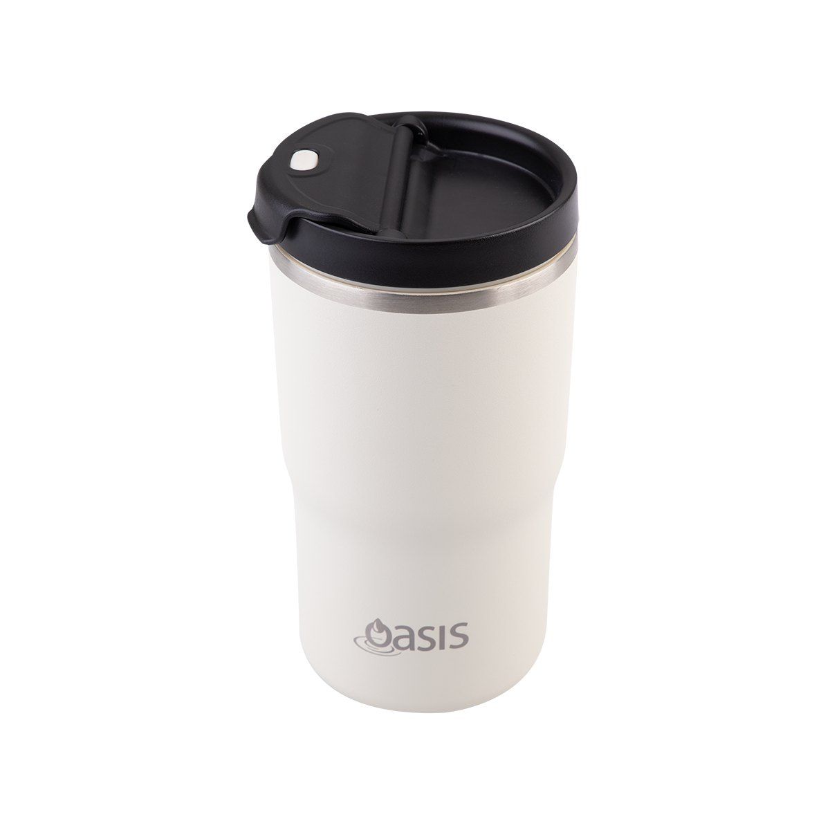 OASIS CERAMIC LINED STAINLESS STEEL DOUBLE WALL INSULATED TRAVEL MUG 480ML ALABASTER