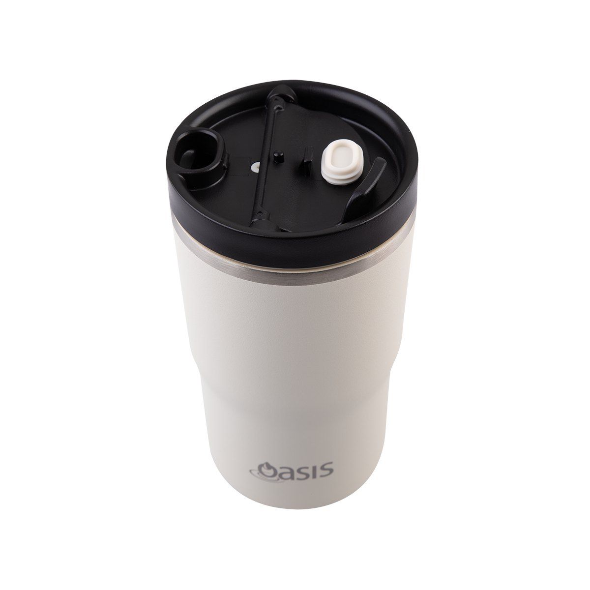 OASIS CERAMIC LINED STAINLESS STEEL DOUBLE WALL INSULATED TRAVEL MUG 480ML ALABASTER