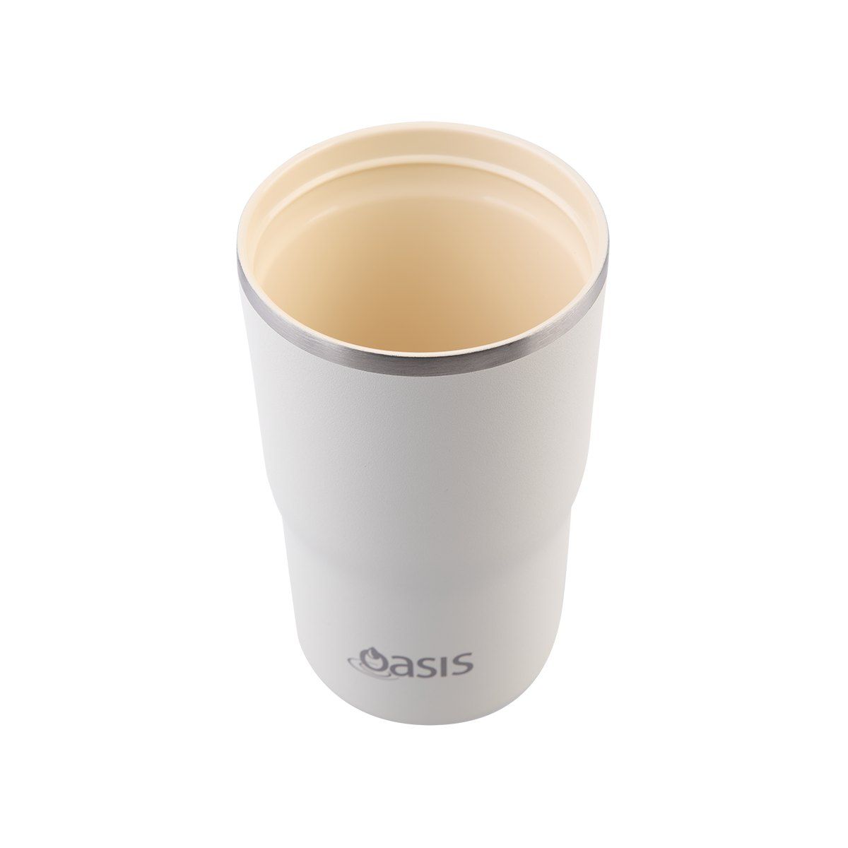OASIS CERAMIC LINED STAINLESS STEEL DOUBLE WALL INSULATED TRAVEL MUG 480ML ALABASTER