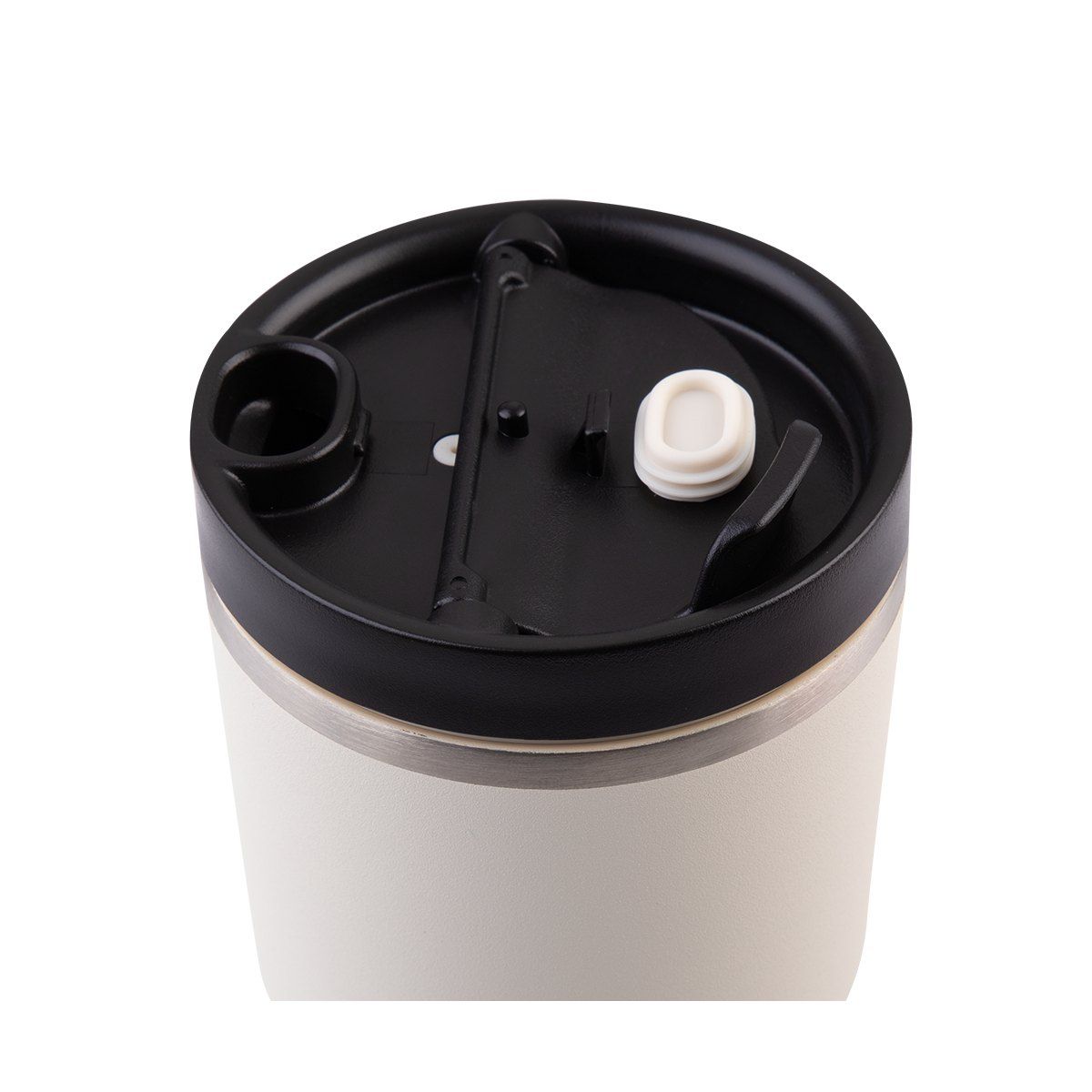 OASIS CERAMIC LINED STAINLESS STEEL DOUBLE WALL INSULATED TRAVEL MUG 480ML ALABASTER