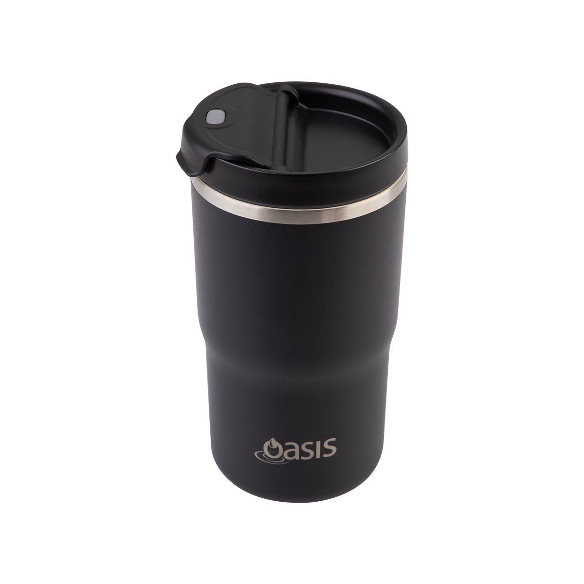 OASIS CERAMIC LINED STAINLESS STEEL DOUBLE WALL INSULATED TRAVEL MUG 480ML BLACK