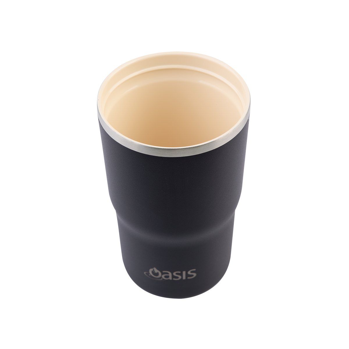 OASIS CERAMIC LINED STAINLESS STEEL DOUBLE WALL INSULATED TRAVEL MUG 480ML BLACK