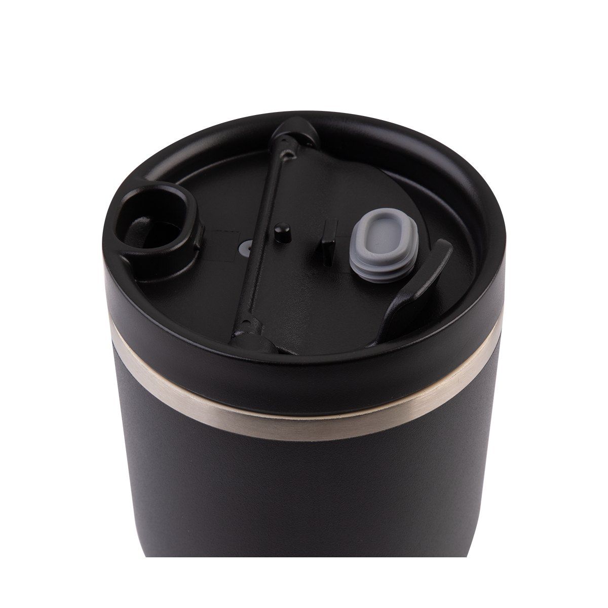 OASIS CERAMIC LINED STAINLESS STEEL DOUBLE WALL INSULATED TRAVEL MUG 480ML BLACK