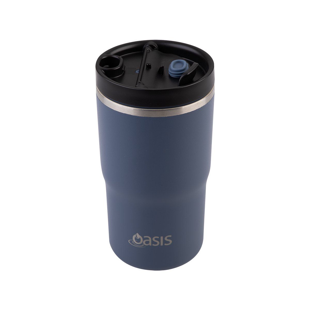 OASIS CERAMIC LINED STAINLESS STEEL DOUBLE WALL INSULATED TRAVEL MUG 480ML INDIGO