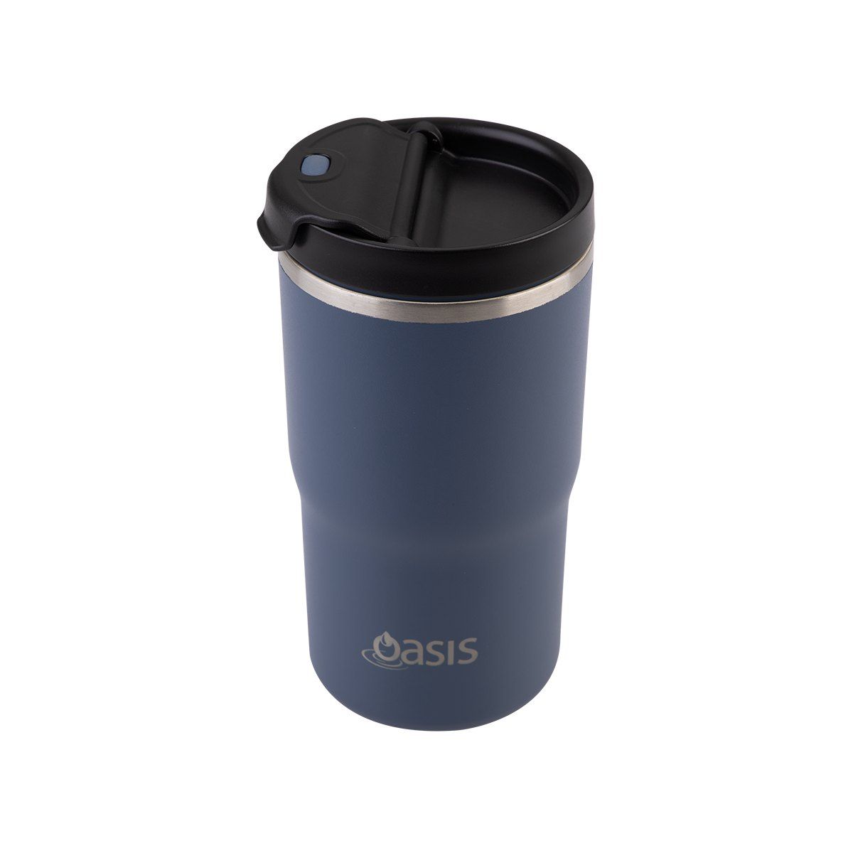 OASIS CERAMIC LINED STAINLESS STEEL DOUBLE WALL INSULATED TRAVEL MUG 480ML INDIGO