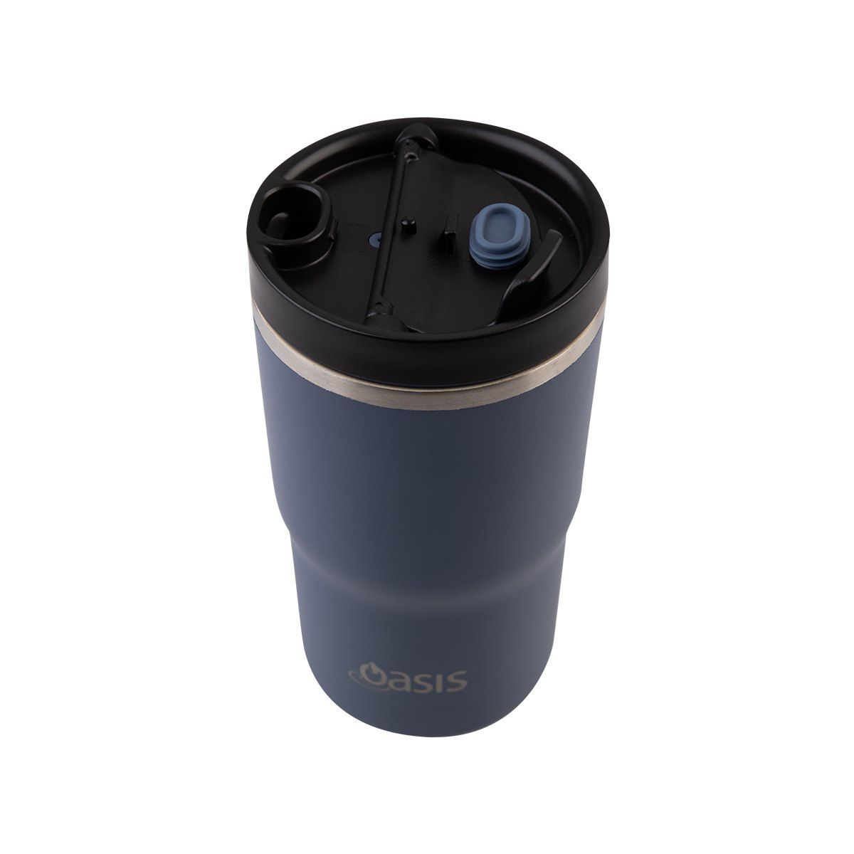 OASIS CERAMIC LINED STAINLESS STEEL DOUBLE WALL INSULATED TRAVEL MUG 480ML INDIGO