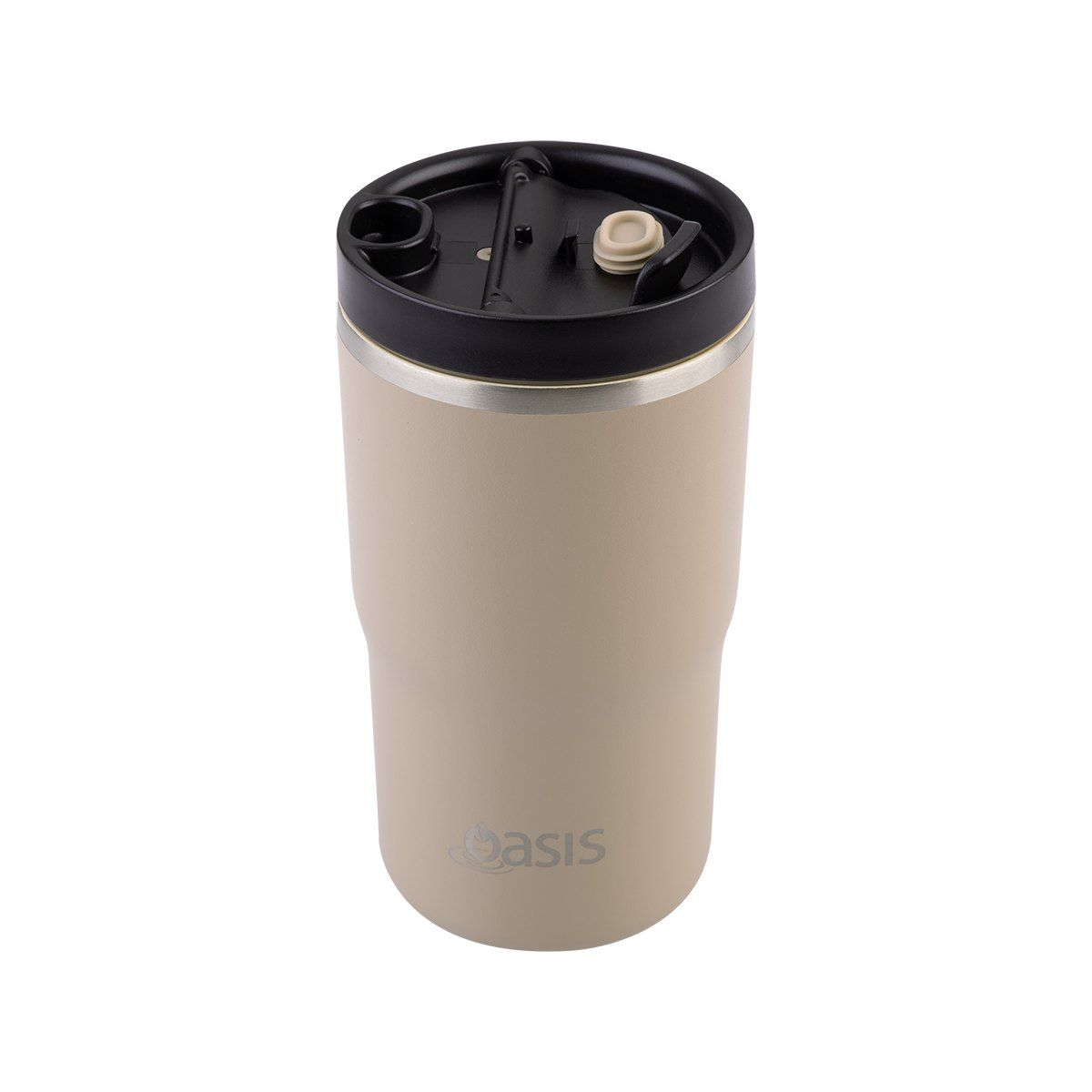 OASIS CERAMIC LINED STAINLESS STEEL DOUBLE WALL INSULATED TRAVEL MUG 480ML LATTE