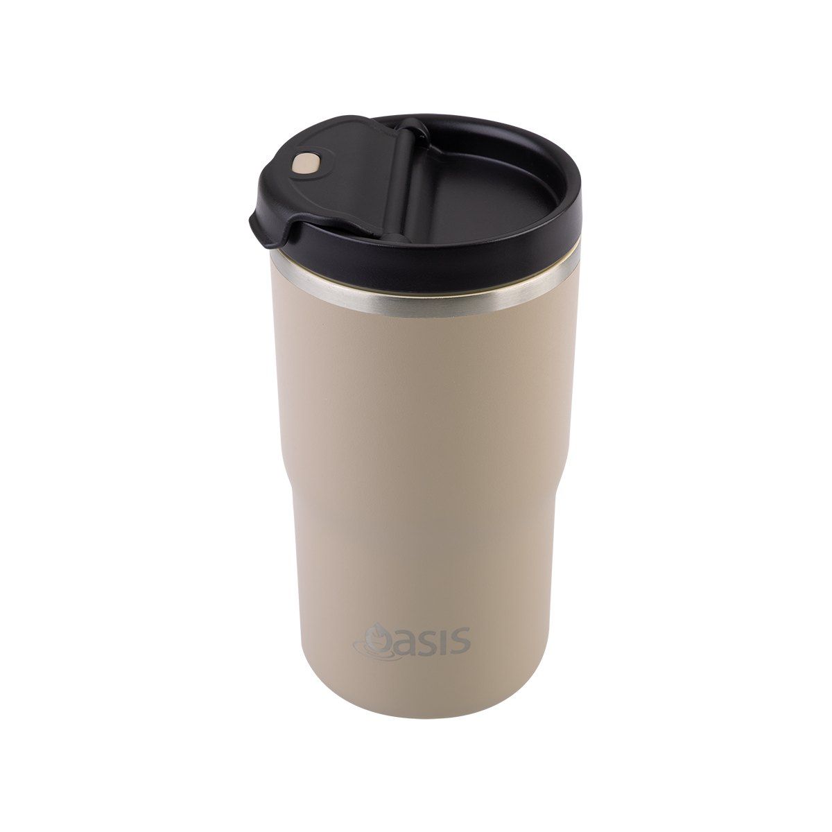 OASIS CERAMIC LINED STAINLESS STEEL DOUBLE WALL INSULATED TRAVEL MUG 480ML LATTE
