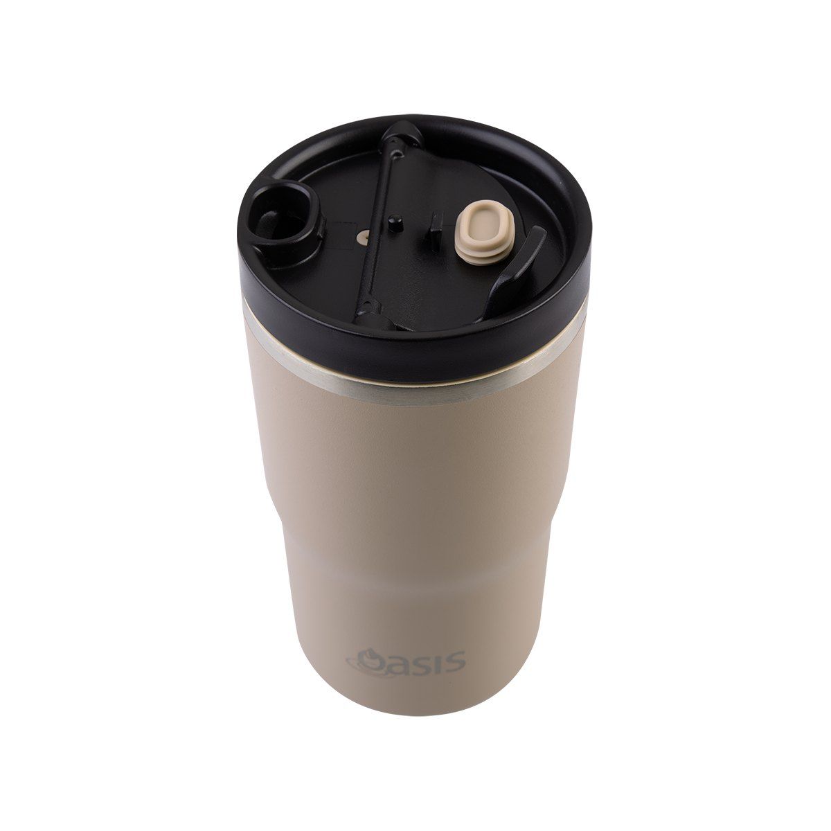 OASIS CERAMIC LINED STAINLESS STEEL DOUBLE WALL INSULATED TRAVEL MUG 480ML LATTE