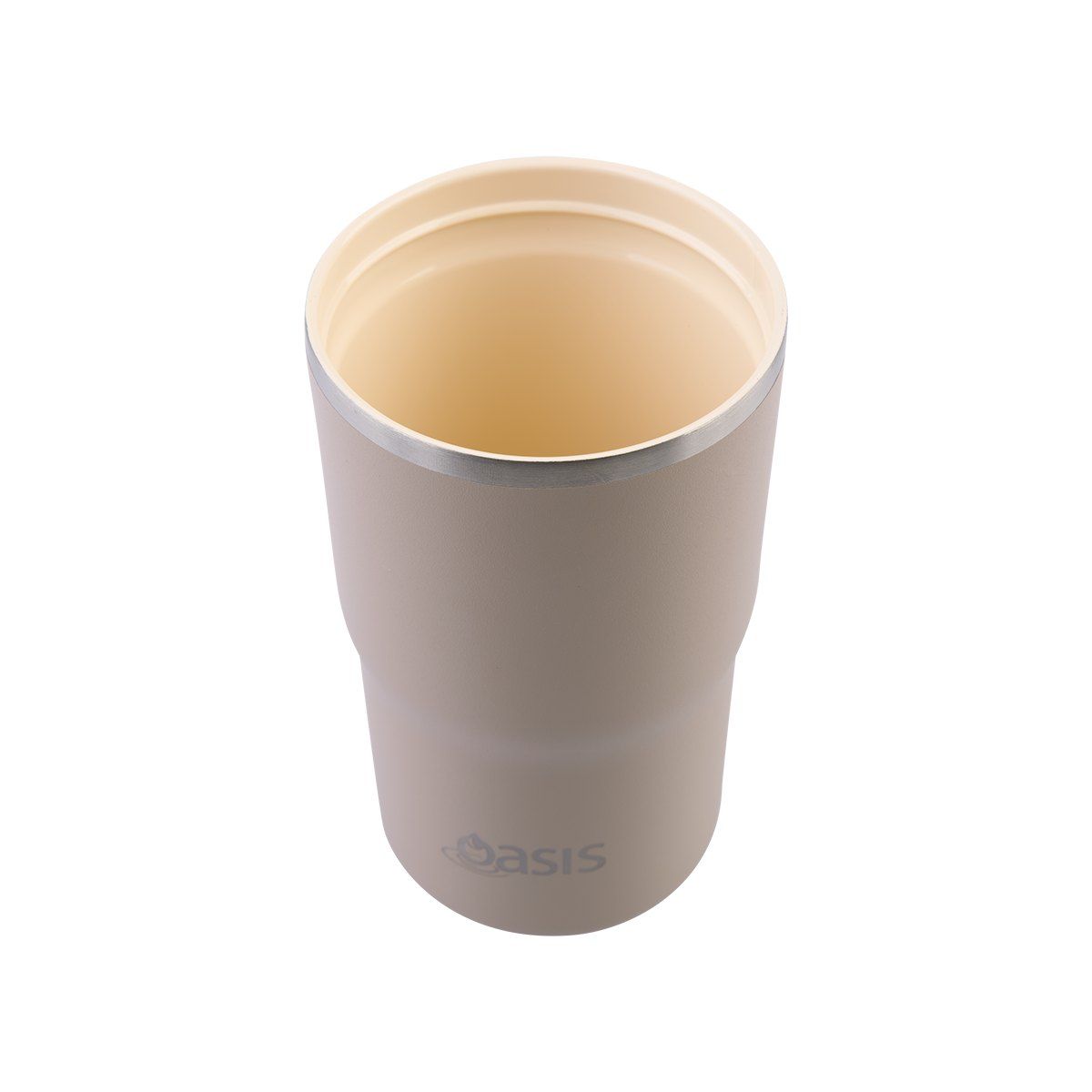 OASIS CERAMIC LINED STAINLESS STEEL DOUBLE WALL INSULATED TRAVEL MUG 480ML LATTE