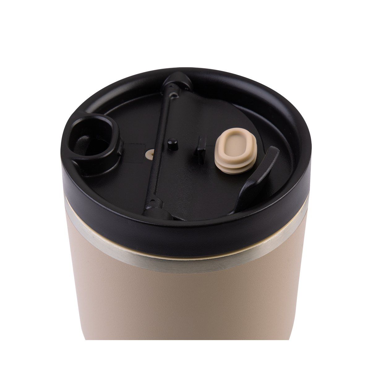 OASIS CERAMIC LINED STAINLESS STEEL DOUBLE WALL INSULATED TRAVEL MUG 480ML LATTE