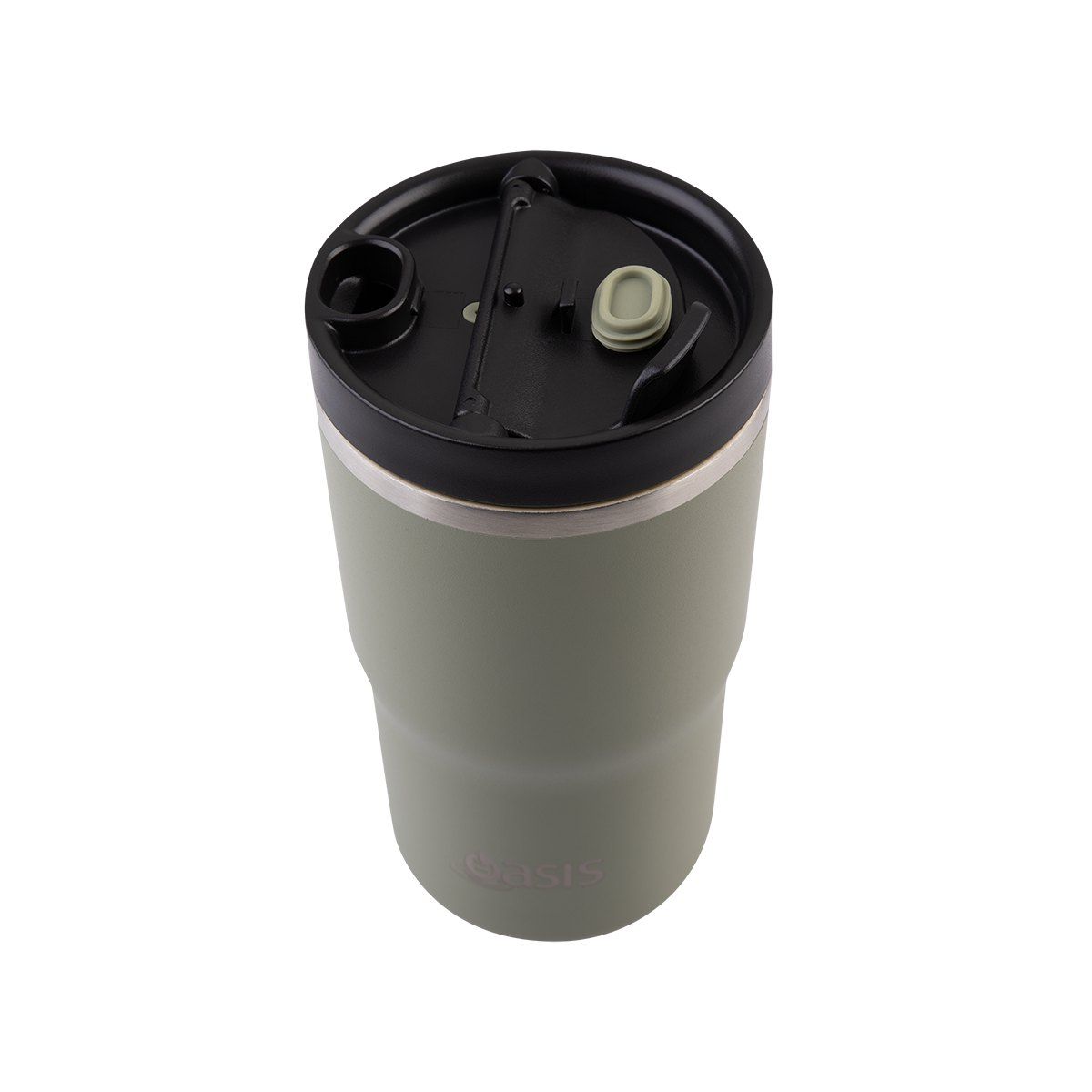 OASIS CERAMIC LINED STAINLESS STEEL DOUBLE WALL INSULATED TRAVEL MUG 480ML OLIVE GREEN