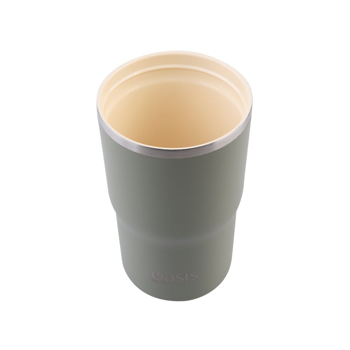 OASIS CERAMIC LINED STAINLESS STEEL DOUBLE WALL INSULATED TRAVEL MUG 480ML OLIVE GREEN