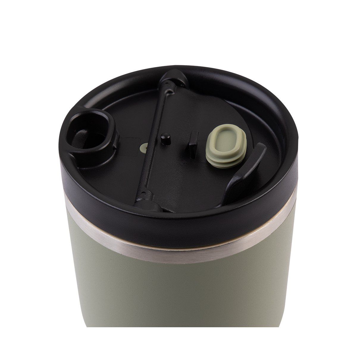 OASIS CERAMIC LINED STAINLESS STEEL DOUBLE WALL INSULATED TRAVEL MUG 480ML OLIVE GREEN