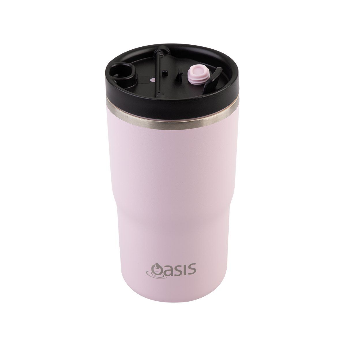 OASIS CERAMIC LINED STAINLESS STEEL DOUBLE WALL INSULATED TRAVEL MUG 480ML PINK LEMONADE