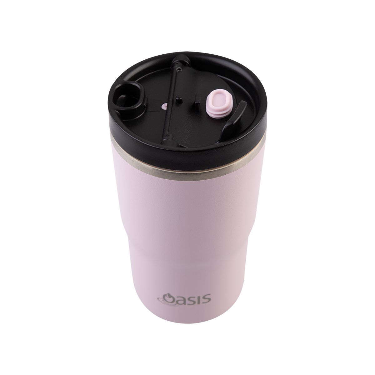OASIS CERAMIC LINED STAINLESS STEEL DOUBLE WALL INSULATED TRAVEL MUG 480ML PINK LEMONADE