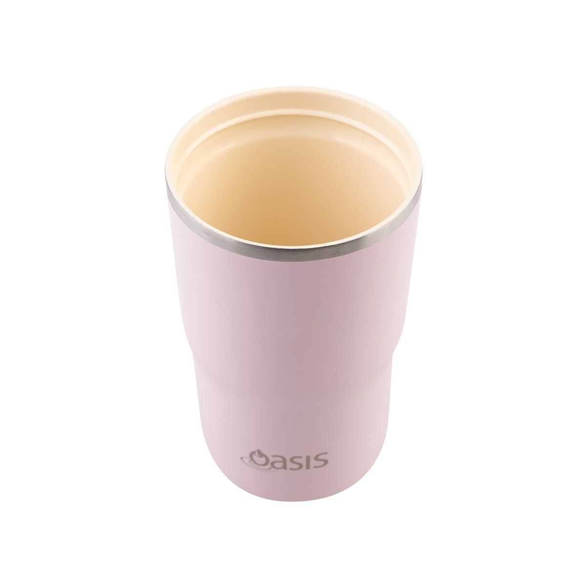 OASIS CERAMIC LINED STAINLESS STEEL DOUBLE WALL INSULATED TRAVEL MUG 480ML PINK LEMONADE