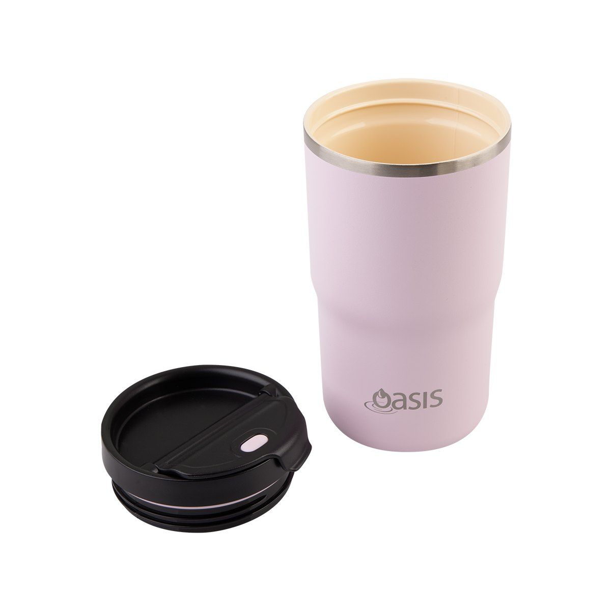 OASIS CERAMIC LINED STAINLESS STEEL DOUBLE WALL INSULATED TRAVEL MUG 480ML PINK LEMONADE
