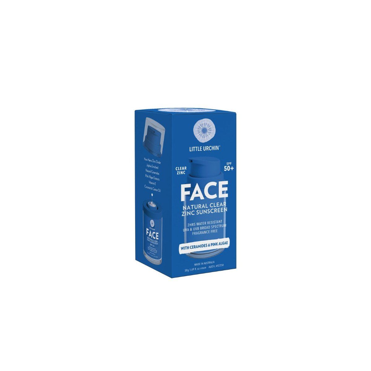Little Urchin FACE Natural Clear Zinc Sunscreen SPF 50+ 50g