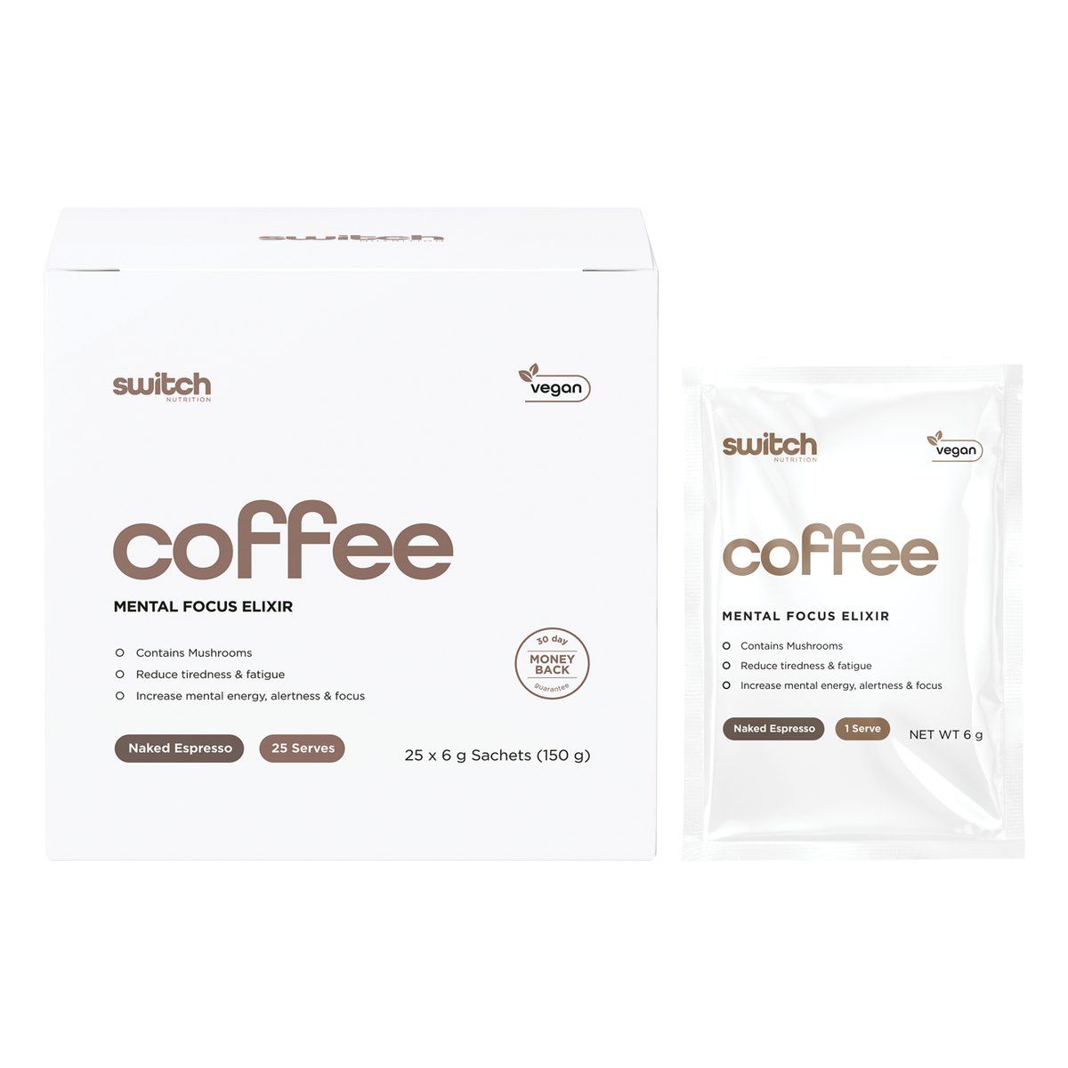 Switch Nutrition Coffee Mental Focus Elixir Naked Espresso 25 pk