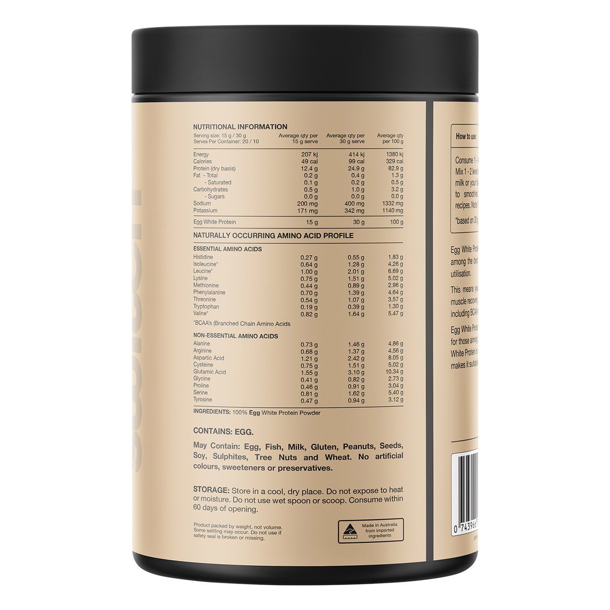 Switch Nutrition Egg White Protein Powder Unflavoured 300g