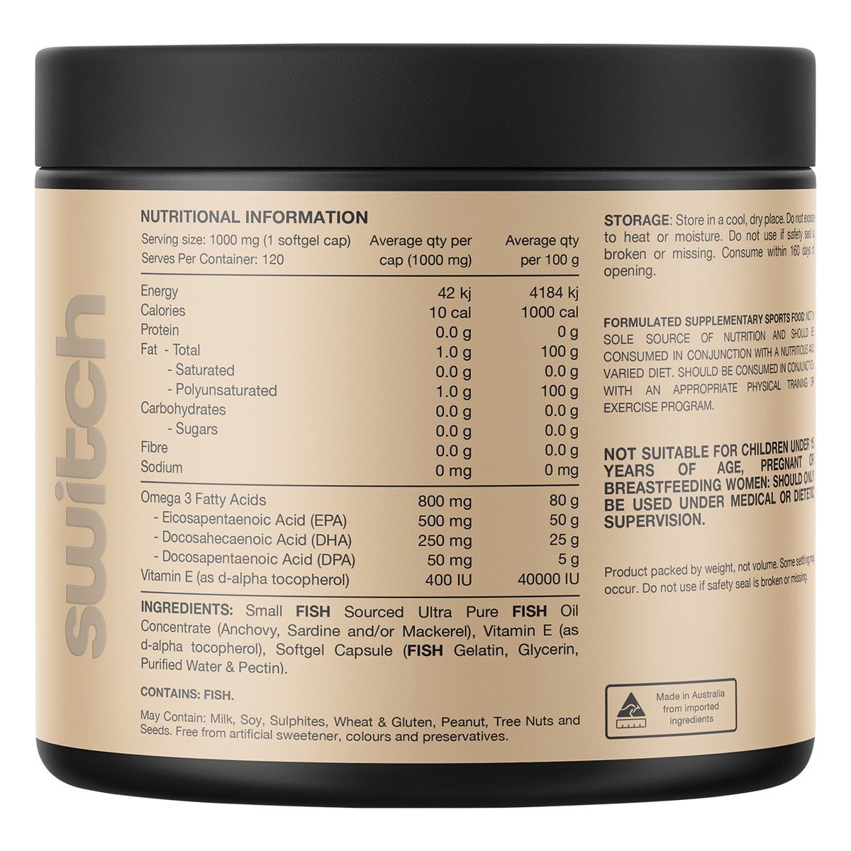 Switch Nutrition Ultra Fish Oil High Strength Norwegian Omega 3 120 Caps