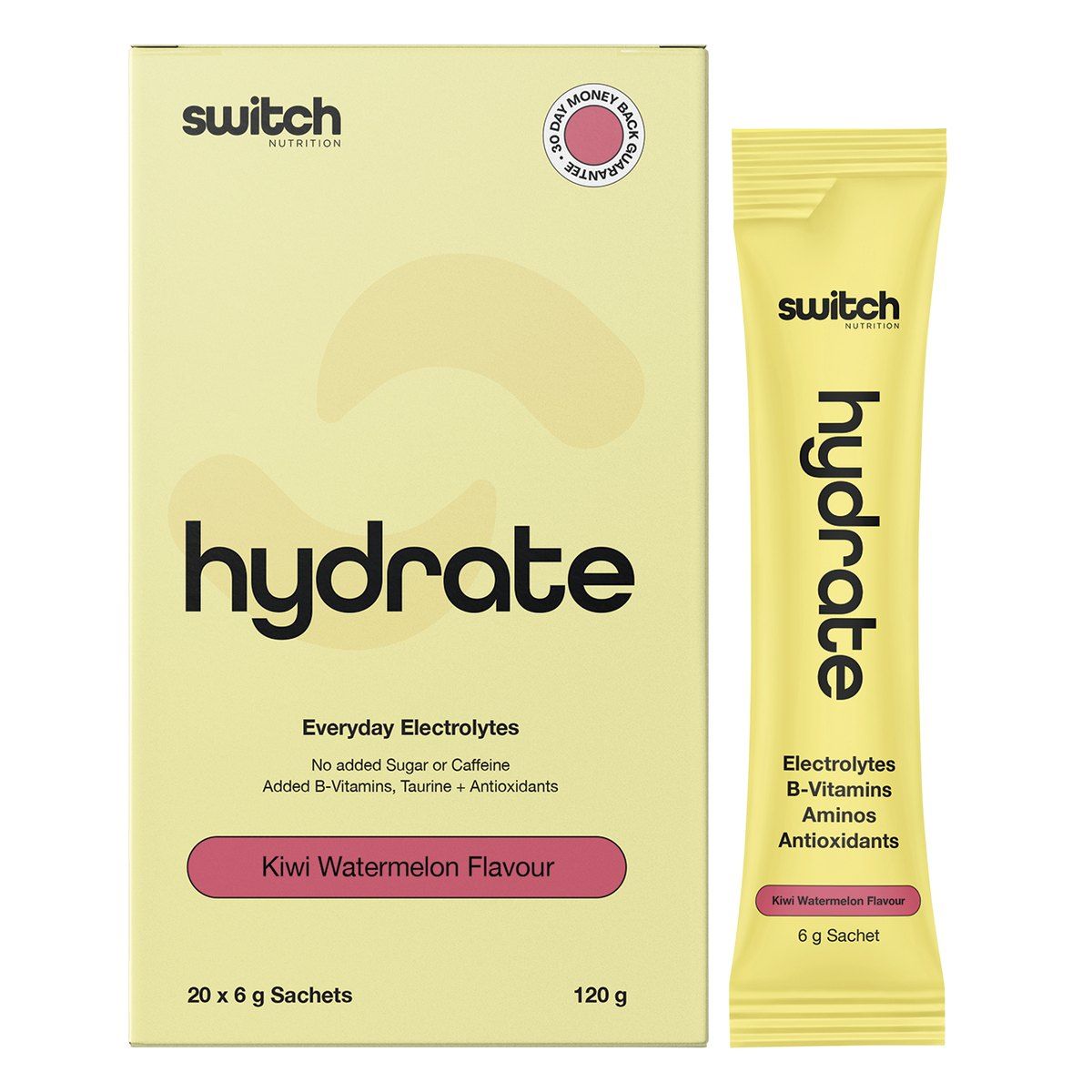 Switch Nutrition Hydrate Electrolytes No Added Sugar Kiwi Watermelon 20 x 6g Watermelon
