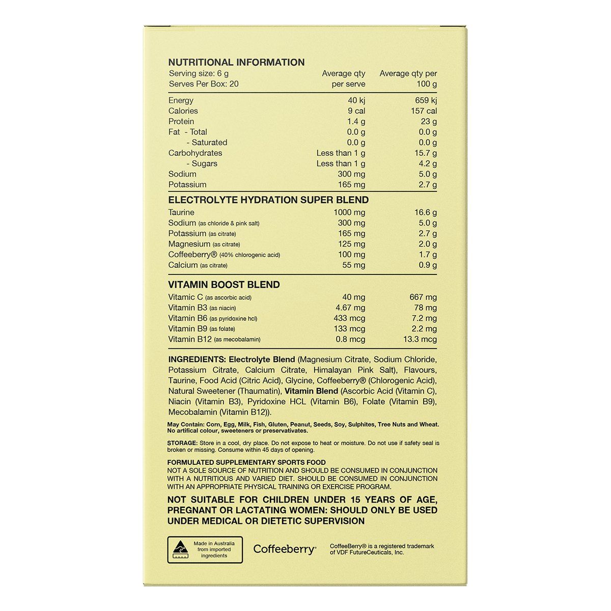 Switch Nutrition Hydrate Electrolytes No Added Sugar Lemon Lime 20 x 6g