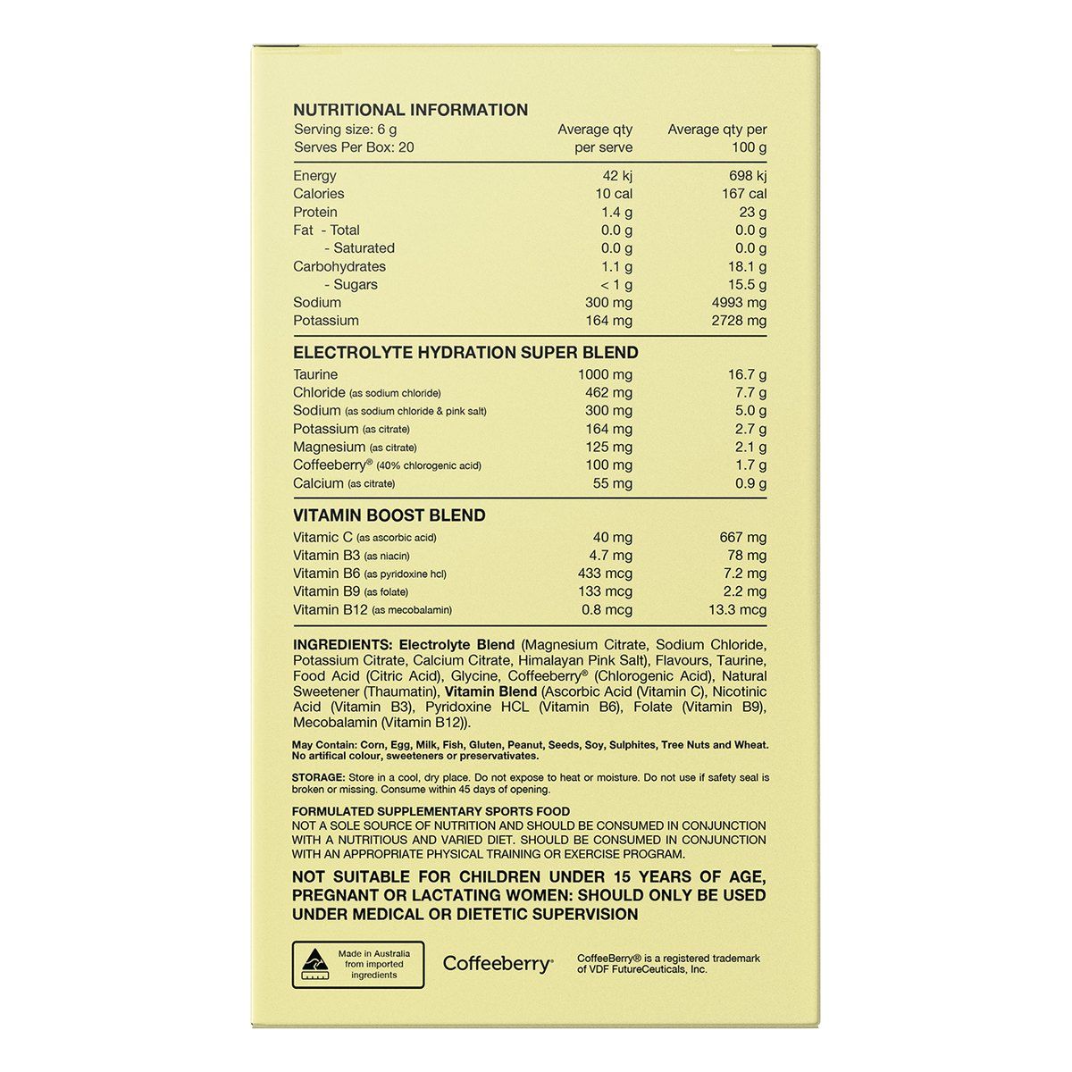 Switch Nutrition Hydrate Electrolytes No Added Sugar Mango Passionfruit 20 x 6g