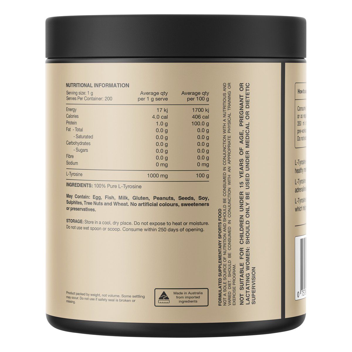 Switch Nutrition Tyrosine 100% Pure L-Tyrosine Unflavoured 200g