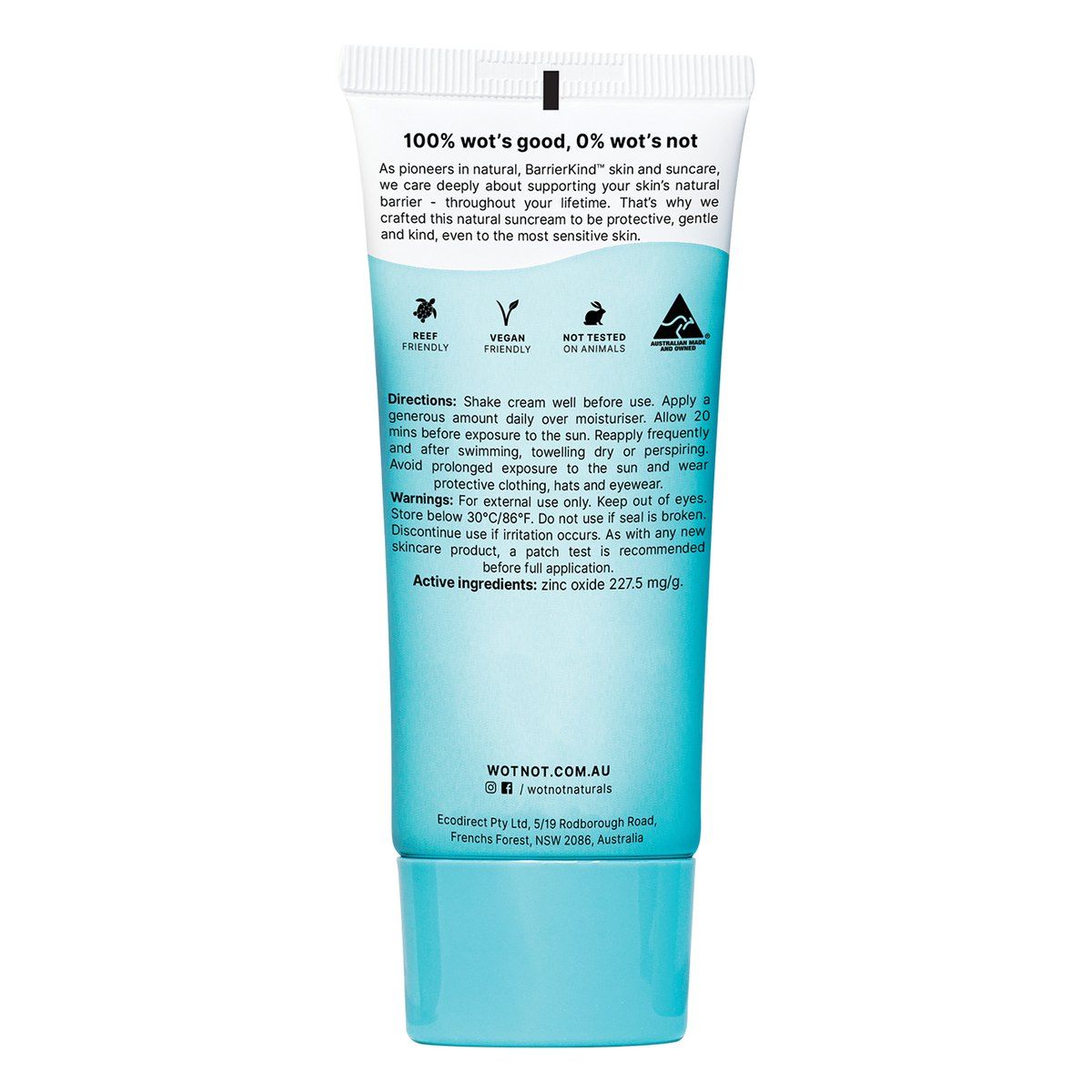 Natural Zinc Face Sunscreen SPF50 with antioxidant CoQ10 50g