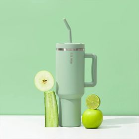 Ever Eco Insulated Tumbler with Handle & Straw Sage 1.18L