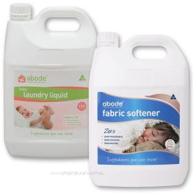 Abode Natural Laundry Liquid & Fabric Softener Duo 2 x 4L Baby & Zero
