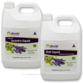 Abode Natural Laundry & Dishwashing Liquid Duo 2 x 4L Lavender
